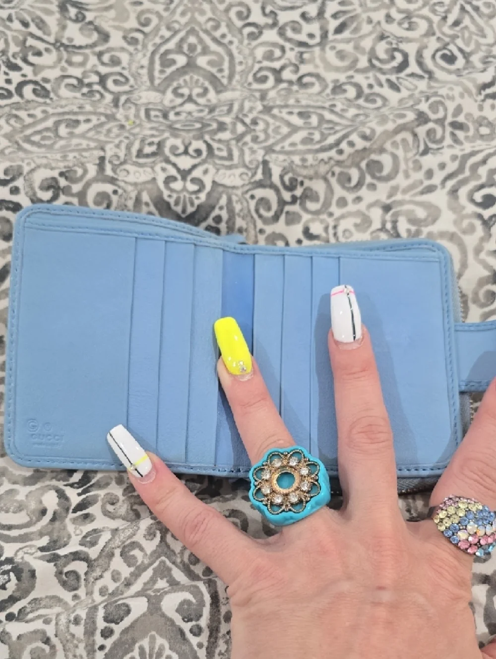 Gucci Light Blue GG Embossed Zip Around Wallet - Picture 4 of 11